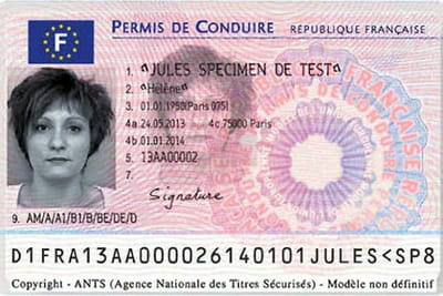 permis de conduire image recto