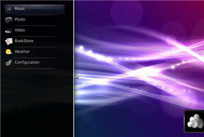 aperçu de l'interface de la distribution geexbox