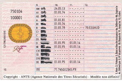 permis conduire verso