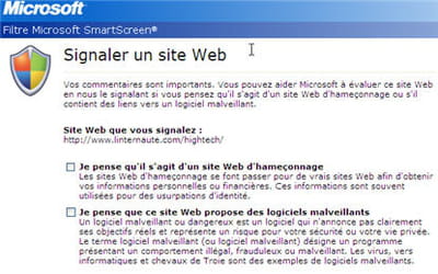 chaque internaute peut signaler un site qu'il pense malveillant, pour permettre