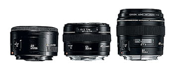 le 50mm f1.8ii, le 50mm f1.4 usm et le 85mm f1.8 usm