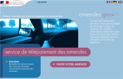copie d'écran du site amendes.gouv.fr