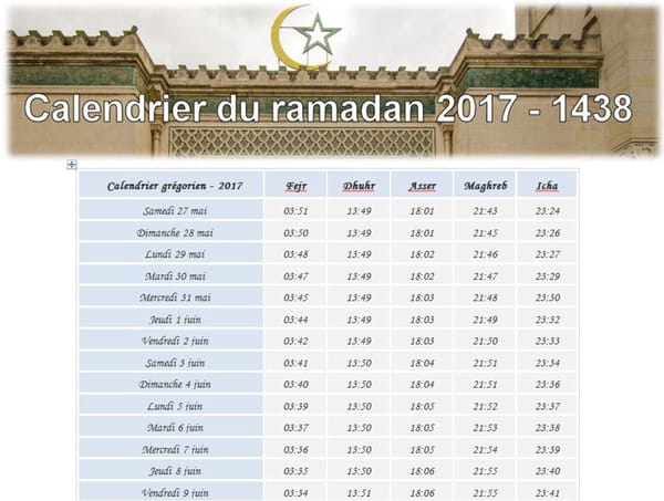 Horaires prières