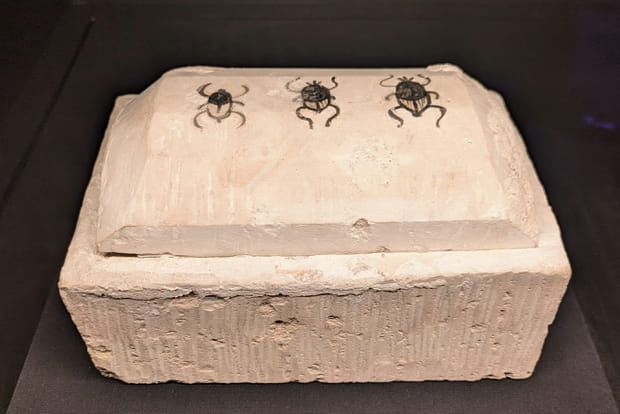 Sarcophage en pierre calcaire pour scarabées momifiés