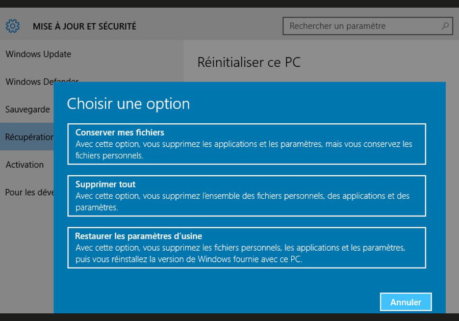 R&eacute;parez un Windows 10 d&eacute;faillant
