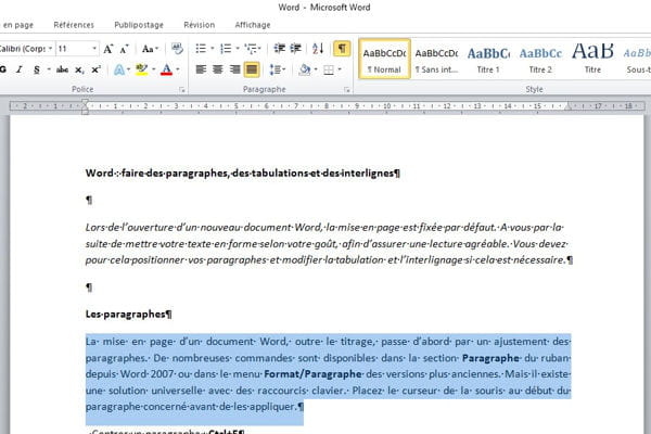 Aligner du texte à droite et à gauche sur la même ligne - Word