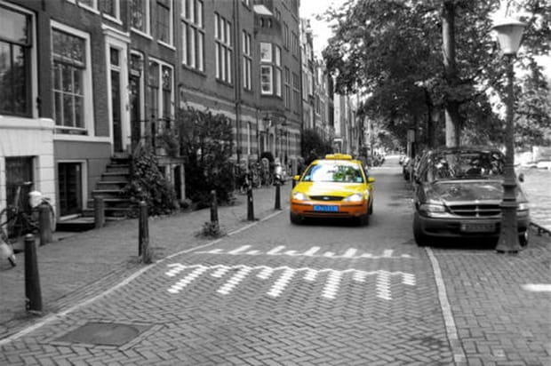 Yellow cab in Amsterdam