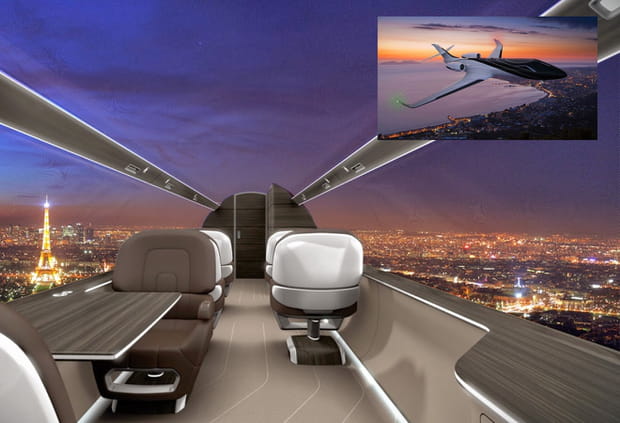 Le jet avec vue panoramique sur l'extérieur