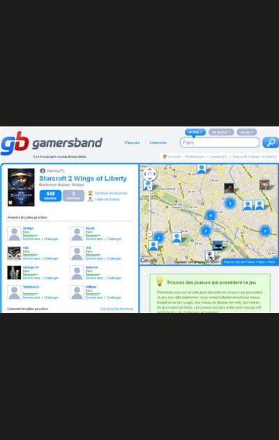 R&eacute;seau social g&eacute;olocalis&eacute; pour joueurs