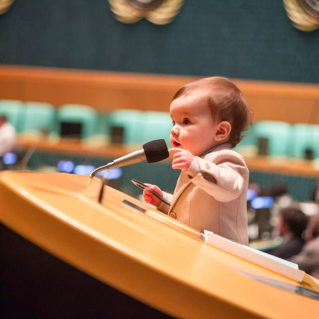L'ONU dirig&eacute;e par des enfants - Image IA