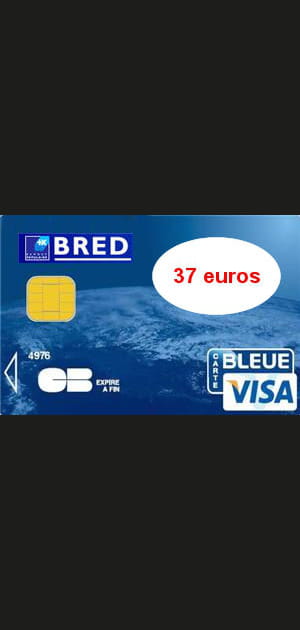 16e ex-aequo - Banque populaire Bred (Visa)&nbsp;: 37&nbsp;euros par an