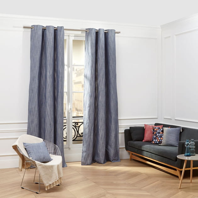Des rideaux &agrave; oeillets effet jean