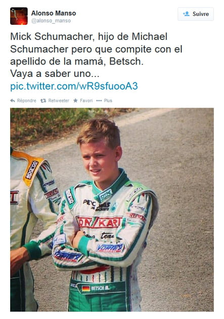 Mick junior, son fils champion de karting