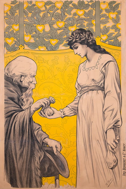 Un croquis d'une affiche d'appel &agrave; l'&eacute;pargne de 1899&nbsp;sign&eacute; Berg&eacute;