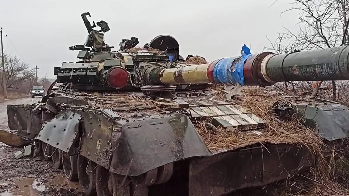 Char hors d'usage &agrave; Donetsk