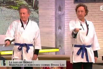 Zapping du jour : Michel Drucker et Stéphane Bern jouent à Bruce Lee