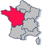 les départements de la région ouest : 14, 16, 17, 18, 22, 23, 28, 29, 35, 36,