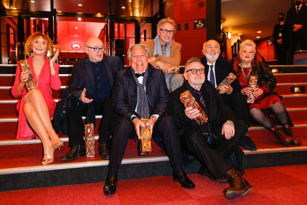 Michel Blanc avec la troupe du Splendid et son César d'honneur