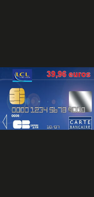 26e&nbsp;: LCL avec une carte bleue Visa ou Mastercard &agrave; 39,96&nbsp;euros par an