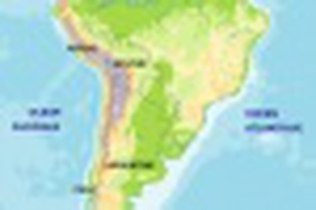 La carte de la cordillère des Andes