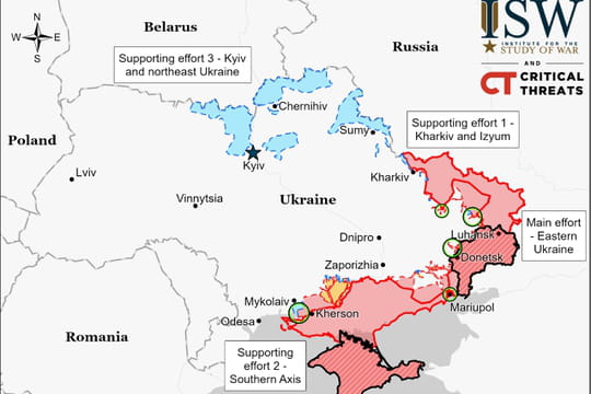 Carte de situation en Ukraine établie par le ministère français de la Défense.