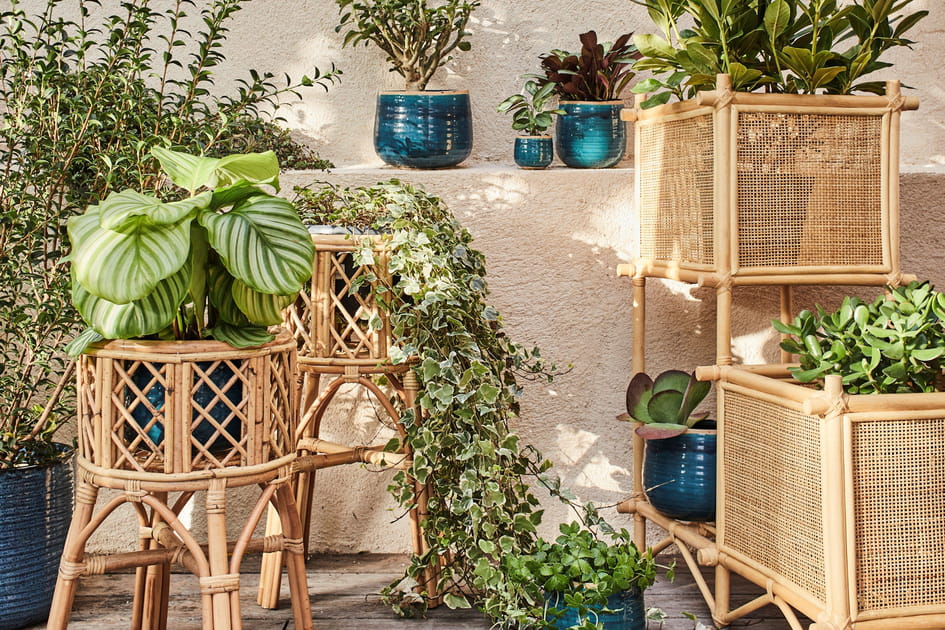 Cet &eacute;t&eacute;, parez votre jardin de pots en rotin, vos plantes seront bien mises en valeur