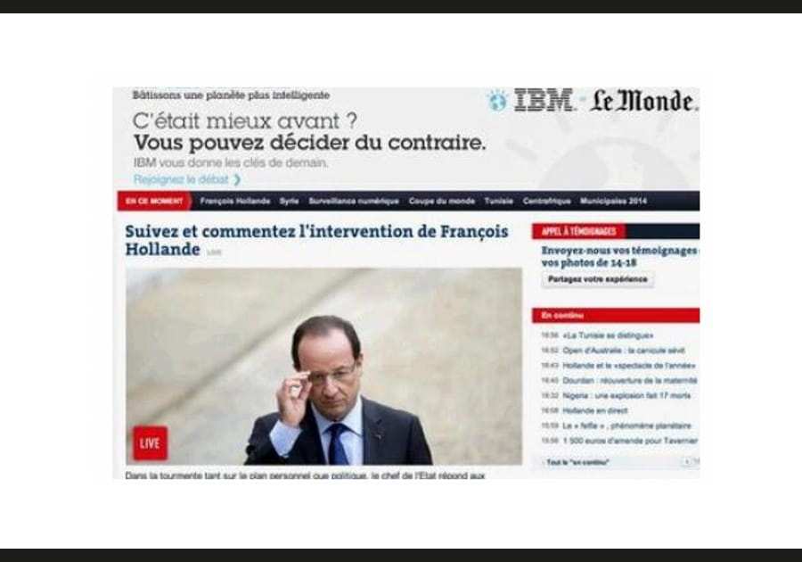 La publicit&eacute; IBM et Fran&ccedil;ois Hollande