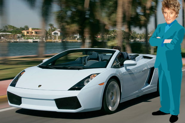 Rod Stewart en Lamborghini Gallardo Spyder