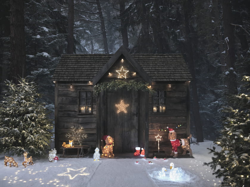 Un jardin illumin&eacute; pour No&euml;l