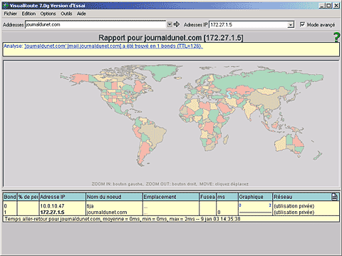 VisualRoute : retracer le trafic sur Internet