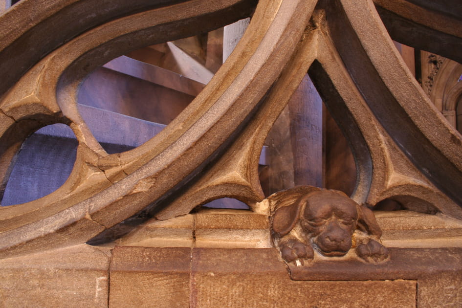 Le chien de la cath&eacute;drale de Strasbourg, une sculpture porte-bonheur