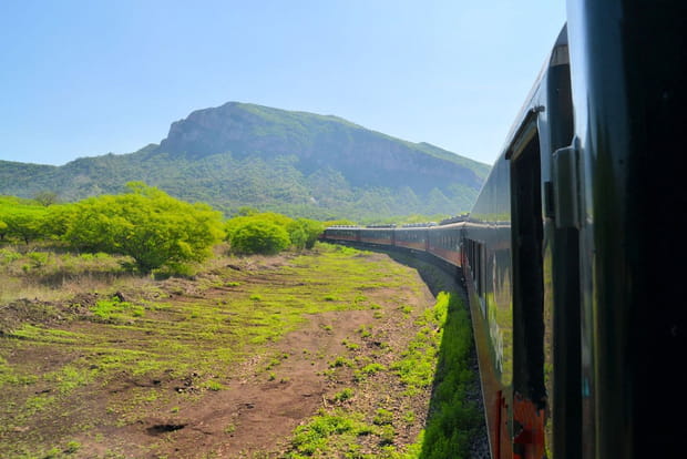Un train dans les canyons mexicains