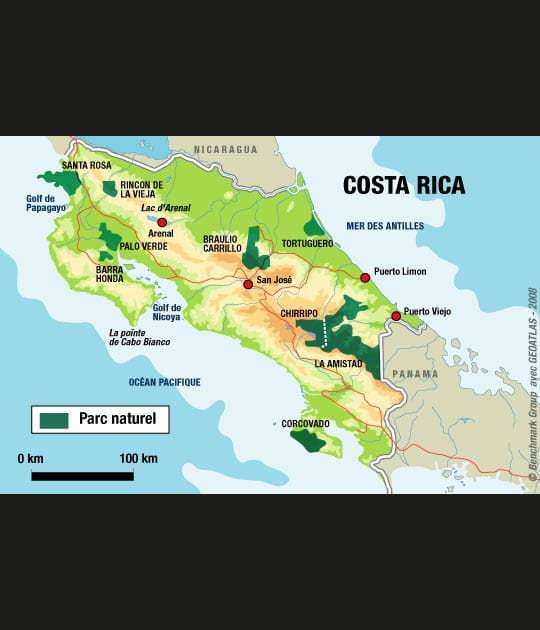 La carte du Costa Rica