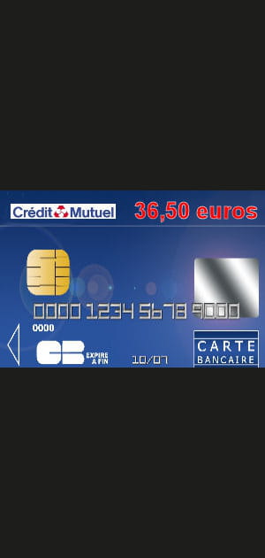 19e ex-aequo&nbsp;: Cr&eacute;dit mutuel Nord Europe avec une carte bleue Visa ou Mastercard &agrave; 36,50&nbsp;euros par an
