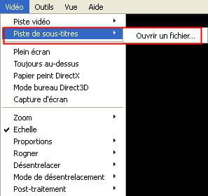 l'option pour ajouter un fichier de sous-titres à un vidéo. 