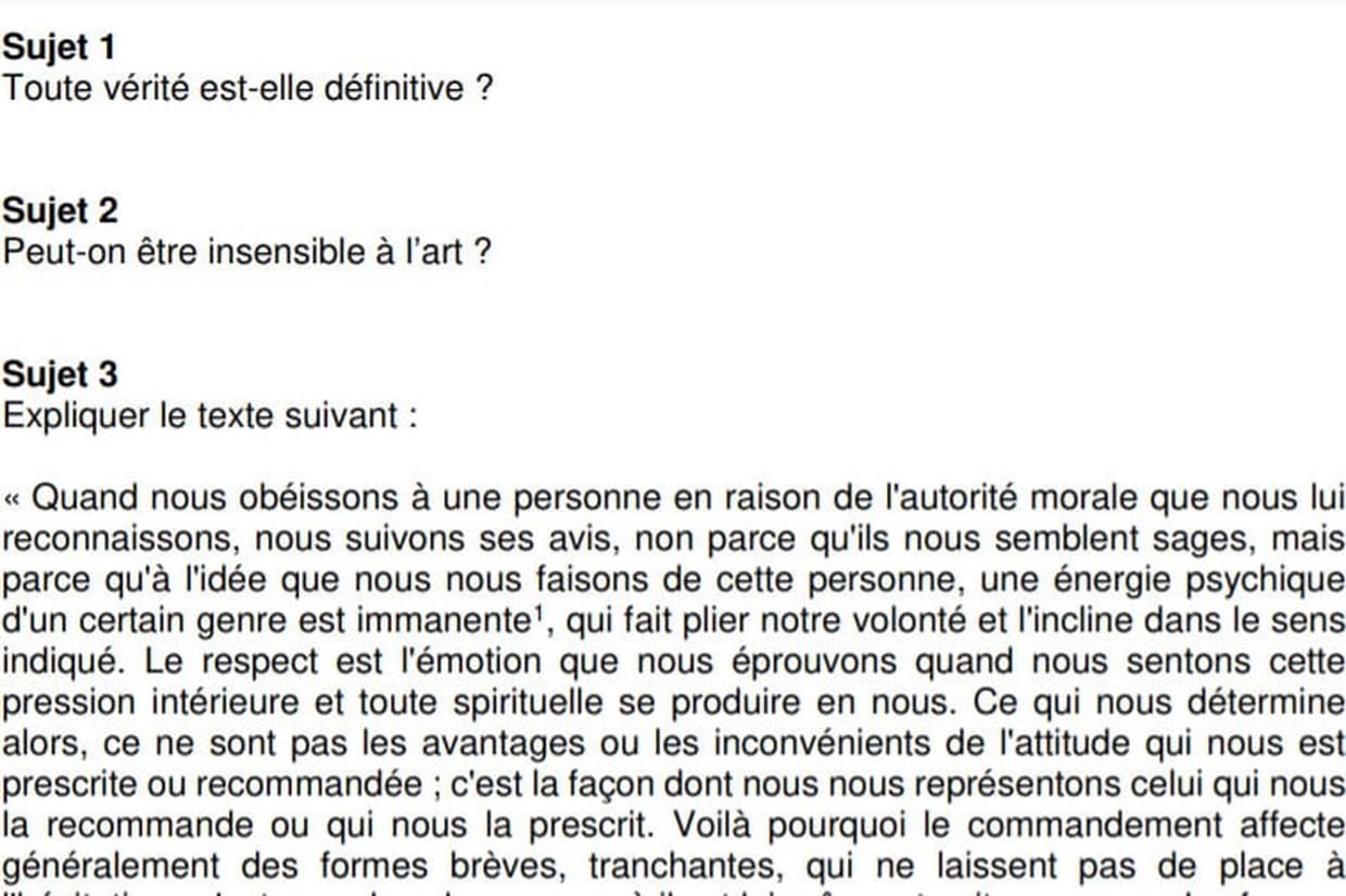 Sujet du bac de philo 2018 l