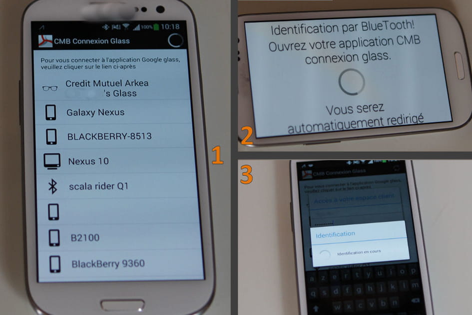 L'acc&egrave;s aux applications bancaires depuis la Google Glass&nbsp;: BlueTooth, Wifi ou r&eacute;seau mobile