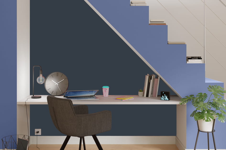 Un mur color&eacute; pour d&eacute;limiter l'espace
