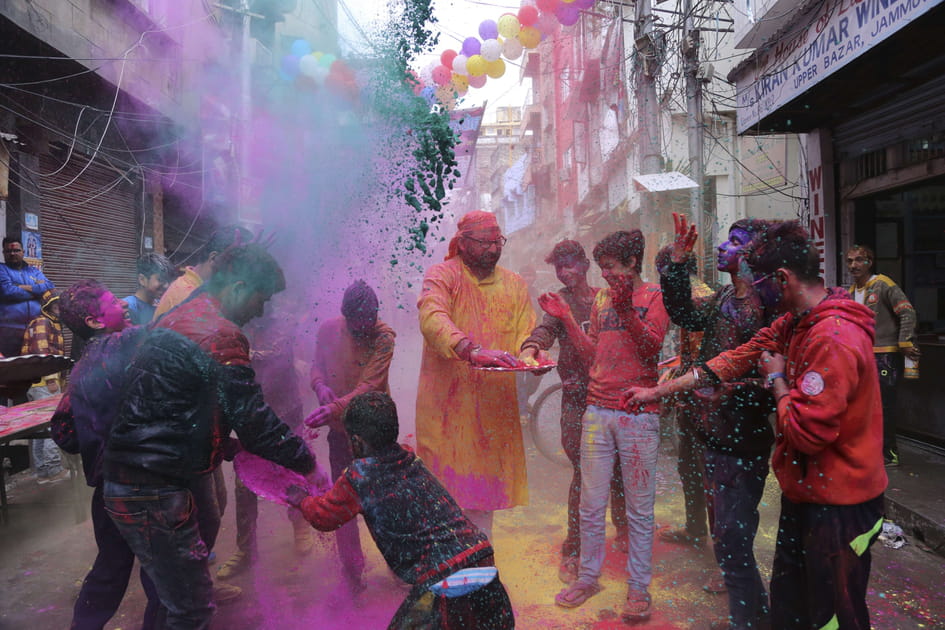 Holi &agrave; Jammu, dans le nord de l'Inde