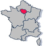 les départements de la région ile-de-france : 75, 77, 78, 91, 92, 93, 94 et 95. 