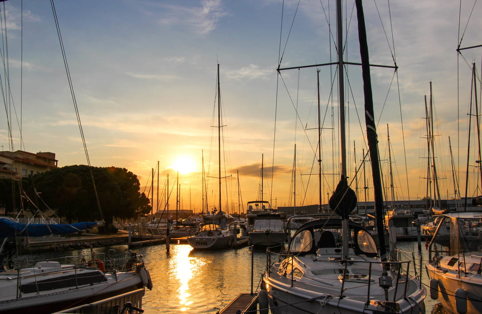 Coucher de soleil sur le port de Canet-en-Roussillon