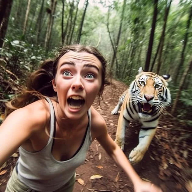 Mon dernier selfie... avec un tigre - Image IA