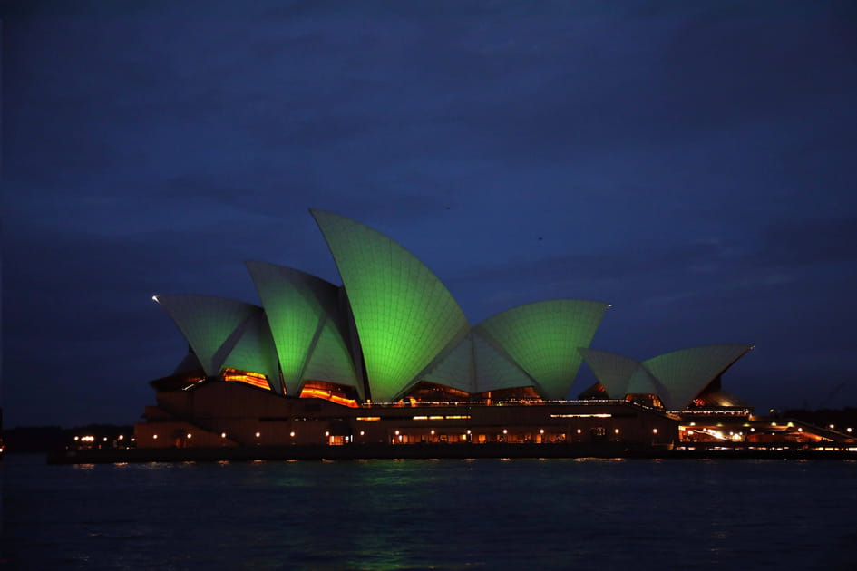 L'Op&eacute;ra de Sydney en vert