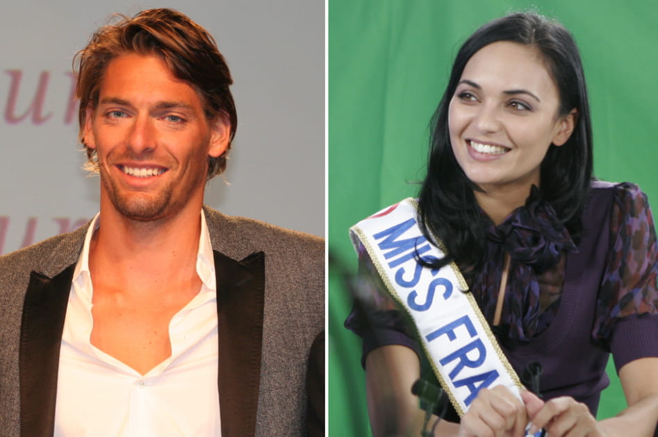 Camille Lacourt (natation) et Val&eacute;rie B&egrave;gue (Miss France 2008)
