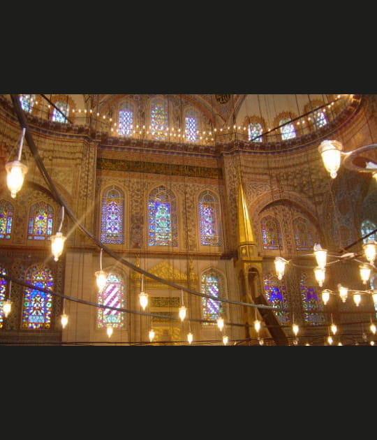 A l'int&eacute;rieur de la Mosqu&eacute;e Bleue