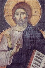 jésus-christ. fresque de l'eglise protaton au mont athos.
