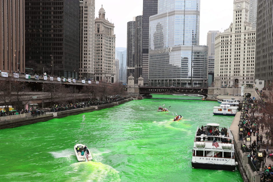 La Chicago River en vert