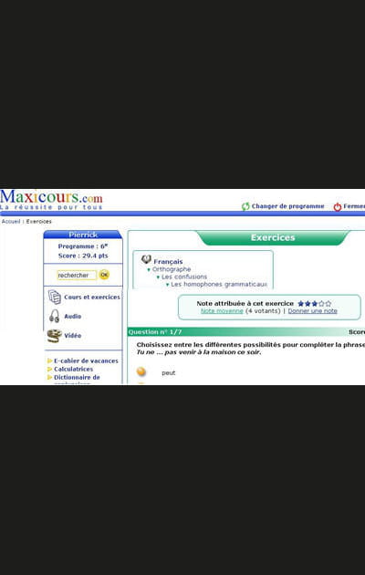 Le fond du service propos&eacute;&nbsp;: Maxicours