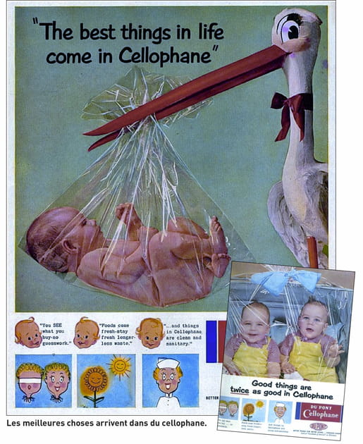 Des b&eacute;b&eacute;s dans du cellophane