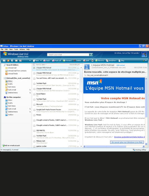 Windows Live Mail : le rempla&ccedil;ant d'Outlook Express